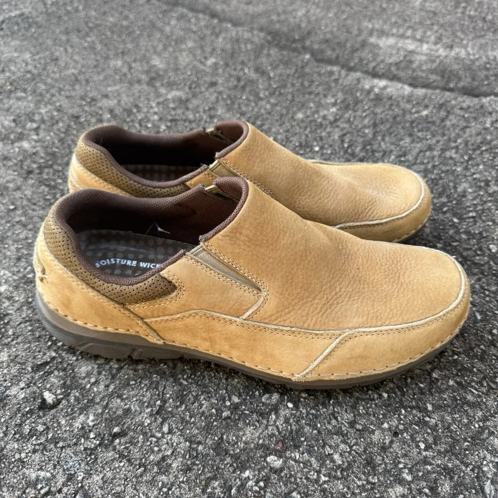 Rockport Adiprene By adidas Loafers Mens Sz 7.5W Tan Brown Slide On Comfort Shoe